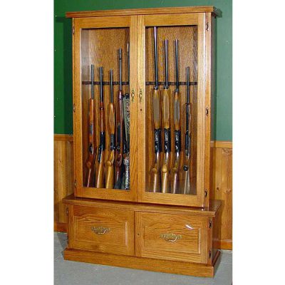 Scout 910 Gun Cabinet - Solid Oak - 12-Gun